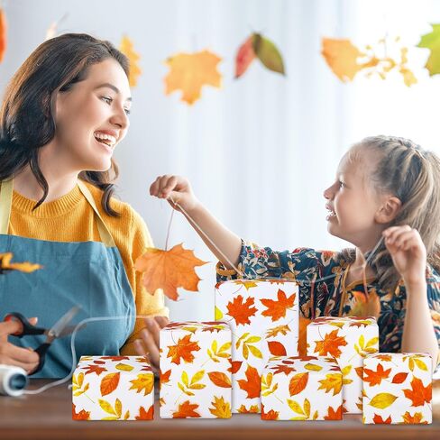 Whaline 100 Sheet Fall Leaves Tissue Paper Bulk Watercolor Maple Leaves Art Tissue Autumn Leaves Wrapping Tissue Paper for Thanksgiving Baby Shower Wedding Gift Wrapping DIY Crafts, 19.6 x 13.7 Inch in Saudi Arabia
