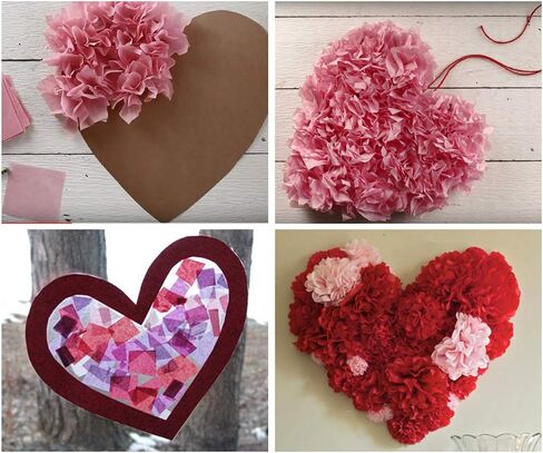 Exquiss 1600pcs عيد الحب متعدد الألوان المناديل الورقية السائبة التفاف المناديل الورقية 4 × 4 "DIY الفن الحرفية للأطفال الفصول الدراسية عيد الحب عيد ميلاد الحب القلب Suncatchers إكليل ورقة بوم بوم in Kuwait