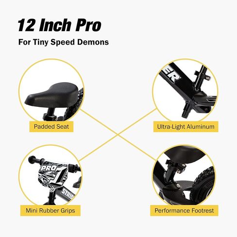 دراجة Strider Pro مقاس 12 بوصة + قاعدة هزازة - تساعد على تعليم الطفل كيفية ركوب دراجة التوازن - للأطفال من عمر 6 أشهر إلى 5 سنوات - سهولة التجميع والتعديل in Kuwait