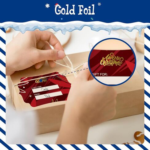 300 PCS Christmas Gift Tags, 50 Unique Designs Adorable Self Adhesive Xmas Gift Labels, Vibrant Holiday Festival Name Tag Stickers Merry Christmas Decoration for Kids, Gift Wrapping (12 Sheets) in Saudi Arabia