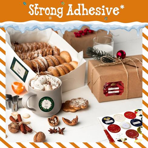 300 PCS Christmas Gift Tags, 50 Unique Designs Adorable Self Adhesive Xmas Gift Labels, Vibrant Holiday Festival Name Tag Stickers Merry Christmas Decoration for Kids, Gift Wrapping (12 Sheets) in Saudi Arabia