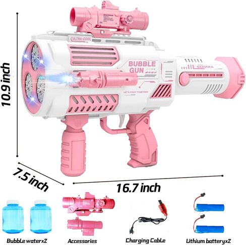 Automatic Gatling Bubble Gun,That Produces Thousands of Bubbles per Minute, Suitable for Children and Adults and Perfect for Indoor and Outdoor Birthday Parties for Girl Boy in Kuwait