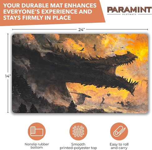Paramint Ancalagon The Black (مخيط) - مفرش لعب MTG من Anato Finnstark، LOTR Lord of The Rings - متوافق مع مفرش اللعب Magic The Gathering - Play MTG، YuGiOh، TCG - تصميمات فنية لبساط اللعب الأصلي in Kuwait