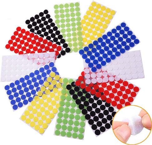 Vkey Colorful Hook and Loop Self Adhesive Fastener Dots Coins Sticky Back Heavy Duty Circles Best for Home, Office, Classroom and Crafts 6 Colors (1.5cm/216 Pairs) in Kuwait