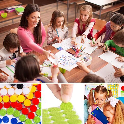 Vkey Colorful Hook and Loop Self Adhesive Fastener Dots Coins Sticky Back Heavy Duty Circles Best for Home, Office, Classroom and Crafts 6 Colors (1.5cm/216 Pairs) in Kuwait