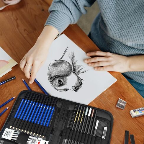 مايبريلار مجموعة الرسم والرسم، 41 قطعة من اقلام الرسم الاحترافية لمجموعة الرسم مع دفتر رسم واقلام جرافيت وفحم، مجموعة رسم فنية للاطفال والمبتدئين والمراهقين والبالغين in Saudi Arabia