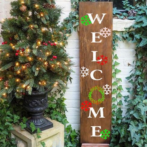 22PCS Large Letter Welcome Stencils for Painting on Wood - Vertical Welcome and Home Sweet Home Stencils - Farmhouse Stencils for Crafts Reusable - Ideal Stencil Templates for Wood Signs & Crafting in Kuwait