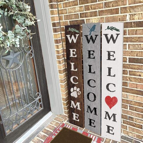 22PCS Large Letter Welcome Stencils for Painting on Wood - Vertical Welcome and Home Sweet Home Stencils - Farmhouse Stencils for Crafts Reusable - Ideal Stencil Templates for Wood Signs & Crafting in Kuwait