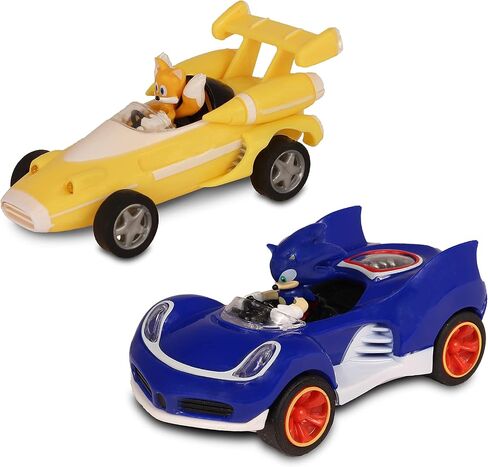 NKOK Sonic Transformed All-Stars Racing 2 Pack Pull Back Action: Tails and Sonic Hedgehog, Two Vehicles, Video Game Legends, No Batteries Required, Pull Back – Release - and Watch it go in Saudi Arabia