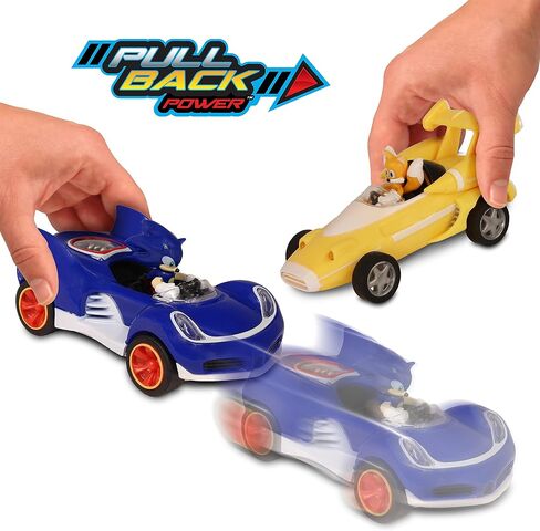 NKOK Sonic Transformed All-Stars Racing 2 Pack Pull Back Action: Tails and Sonic Hedgehog, Two Vehicles, Video Game Legends, No Batteries Required, Pull Back – Release - and Watch it go in Saudi Arabia