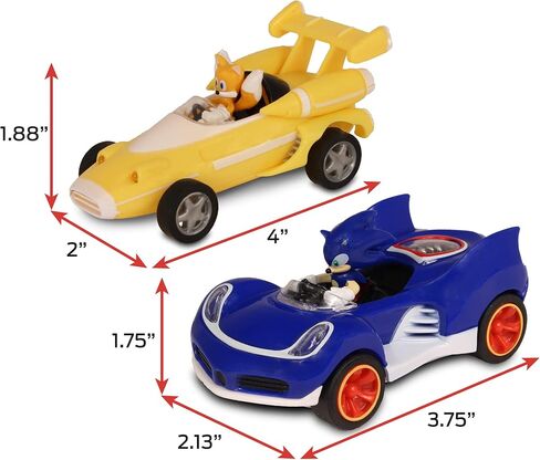 NKOK Sonic Transformed All-Stars Racing 2 Pack Pull Back Action: Tails and Sonic Hedgehog, Two Vehicles, Video Game Legends, No Batteries Required, Pull Back – Release - and Watch it go in Saudi Arabia