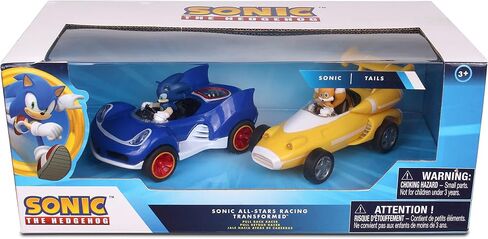 NKOK Sonic Transformed All-Stars Racing 2 Pack Pull Back Action: Tails and Sonic Hedgehog, Two Vehicles, Video Game Legends, No Batteries Required, Pull Back – Release - and Watch it go in Saudi Arabia