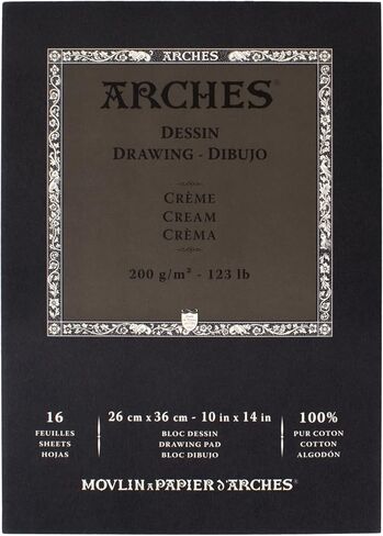 لوحة رسم أقواس مقاس 10x14 بوصة ورق رسم قطن 100% كريمي - 16 ورقة من ورق رسم أقواس 123 رطل للفنانين - لوحة رسم ورقية لقلم رصاص فحمي فاتح اللون وقلم رصاص ملون والمزيد in Saudi Arabia