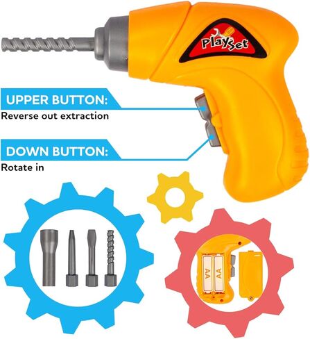 طقم أدوات للأطفال من UNIH مع مثقاب كهربائي للأطفال طقم أدوات تعلم للعب التظاهري، ألعاب داخلية وخارجية هدية للأولاد بعمر عامين in Kuwait