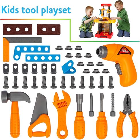 طقم أدوات للأطفال من UNIH مع مثقاب كهربائي للأطفال طقم أدوات تعلم للعب التظاهري، ألعاب داخلية وخارجية هدية للأولاد بعمر عامين in Kuwait