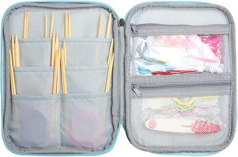 مجموعة إبر الحياكة الدائرية من الخيزران من KOKNIT مكونة من 18 زوجًا، بما في ذلك إبر الحياكة الطويلة خفيفة الوزن مقاس 31 بوصة (2 مم - 10 مم)، و43 قطعة من أدوات الحياكة وحقيبة تخزين أنيقة in Kuwait