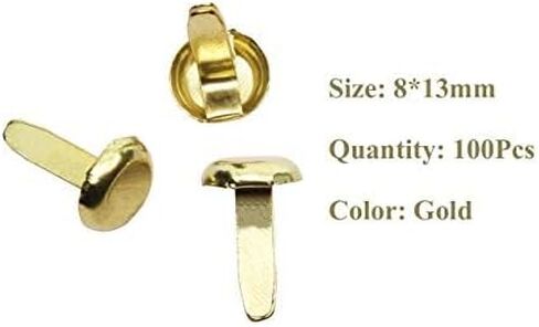 100pcs Mini Brads Gold Paper Fasteners, Round Brass Metal Brads for Art Making, Kids Craft Art Handmade School Projects Brass Fasteners Decorative Paper Decor Scrapbooking DIY Supplies 8x15mm in Kuwait