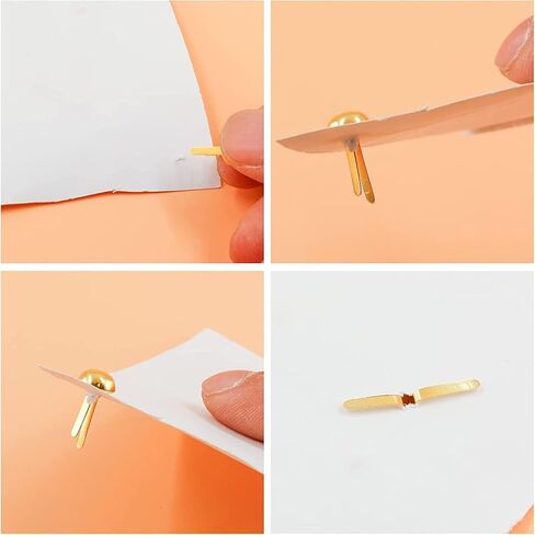 100pcs Mini Brads Gold Paper Fasteners, Round Brass Metal Brads for Art Making, Kids Craft Art Handmade School Projects Brass Fasteners Decorative Paper Decor Scrapbooking DIY Supplies 8x15mm in Kuwait