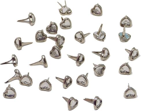 Mini Crystal Heart Brads for Crafts & Scrapbooking Silver Brads 6mm Pack of 100 in Saudi Arabia