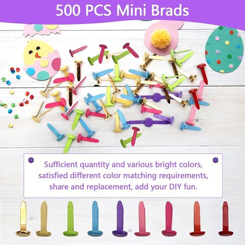 500 قطعة صغيرة من Brads للحرف اليدوية، Winspeed متنوعة الألوان المستديرة المعدنية لقصاصات القصاصات، مشابك ورقية مزخرفة لتزيين الفن صياغة مكتب المدرسة اللوازم المنزلية (8 × 18 مم) in Kuwait