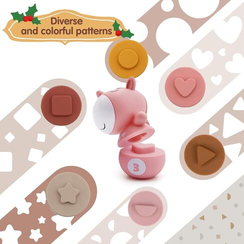 Nueplay 6-Piece Stacking Ring Set, STEM Learning Toy for 1 Year Old Gir | Soft & Textured, Squeaky Rings, Logic Training, Aesthetic Nursery Decor, Photo Prop, Ideal Newborn Gift in Saudi Arabia