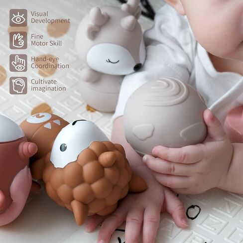 Nueplay 6-Piece Stacking Ring Set, STEM Learning Toy for 1 Year Old Gir | Soft & Textured, Squeaky Rings, Logic Training, Aesthetic Nursery Decor, Photo Prop, Ideal Newborn Gift in Saudi Arabia