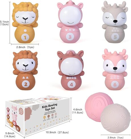 Nueplay 6-Piece Stacking Ring Set, STEM Learning Toy for 1 Year Old Gir | Soft & Textured, Squeaky Rings, Logic Training, Aesthetic Nursery Decor, Photo Prop, Ideal Newborn Gift in Saudi Arabia