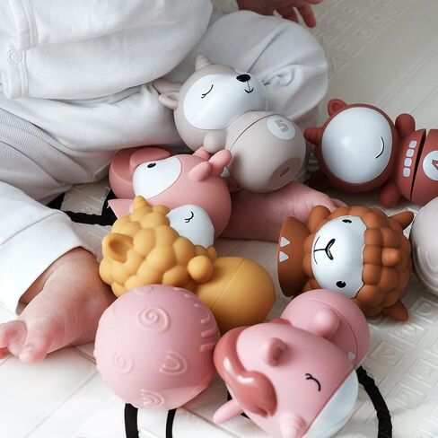 Nueplay 6-Piece Stacking Ring Set, STEM Learning Toy for 1 Year Old Gir | Soft & Textured, Squeaky Rings, Logic Training, Aesthetic Nursery Decor, Photo Prop, Ideal Newborn Gift in Saudi Arabia