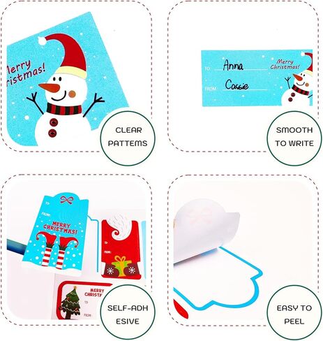 504 قطعة ملصقات عيد الميلاد للهدايا Liubeili علامات الاسم الحالية ذاتية اللصق سانتا لديكور تغليف هدايا حفلات الأعياد in Kuwait