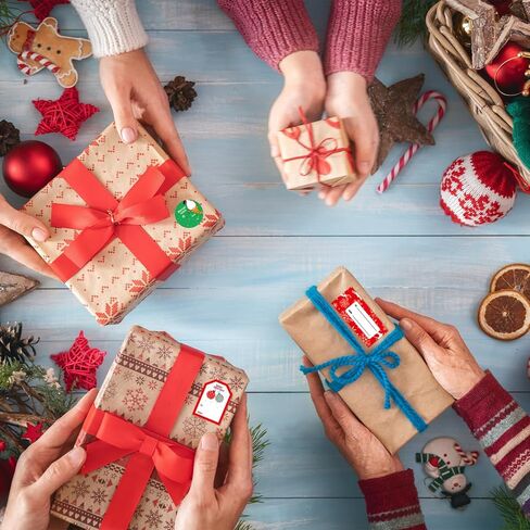 504 قطعة ملصقات عيد الميلاد للهدايا Liubeili علامات الاسم الحالية ذاتية اللصق سانتا لديكور تغليف هدايا حفلات الأعياد in Kuwait