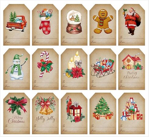 W1cwey 150pcs عيد الميلاد المائية خمر هدية علامة ملصق، 15 تصميم لطيف عيد الميلاد موضوع ذاتية اللصق تسمية هدية مجموعة سانتا كلوز الزنجبيل ثلج عيد الميلاد عنصر هدية تسمية ملصق ديكور الحاضر in Kuwait