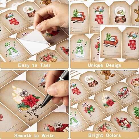 W1cwey 150pcs عيد الميلاد المائية خمر هدية علامة ملصق، 15 تصميم لطيف عيد الميلاد موضوع ذاتية اللصق تسمية هدية مجموعة سانتا كلوز الزنجبيل ثلج عيد الميلاد عنصر هدية تسمية ملصق ديكور الحاضر in Kuwait