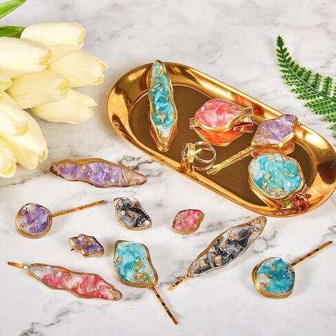 قوالب راتنج للمجوهرات من بيس سيركل مصنوعة من السيليكون لصب الراتنج، قوالب سيليكون لصب مشابك الشعر، دبابيس، قلادات المجوهرات، مشابك الشعر التي تصنعها بنفسك، قوالب الراتنج مع 16 مشبك شعر in Kuwait