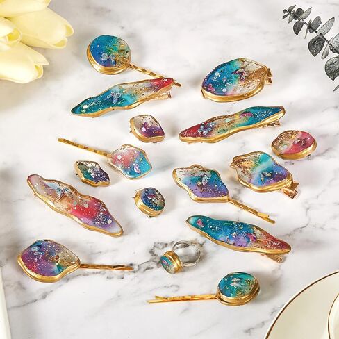 قوالب راتنج للمجوهرات من بيس سيركل مصنوعة من السيليكون لصب الراتنج، قوالب سيليكون لصب مشابك الشعر، دبابيس، قلادات المجوهرات، مشابك الشعر التي تصنعها بنفسك، قوالب الراتنج مع 16 مشبك شعر in Kuwait