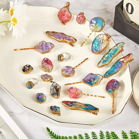 قوالب راتنج للمجوهرات من بيس سيركل مصنوعة من السيليكون لصب الراتنج، قوالب سيليكون لصب مشابك الشعر، دبابيس، قلادات المجوهرات، مشابك الشعر التي تصنعها بنفسك، قوالب الراتنج مع 16 مشبك شعر in Kuwait