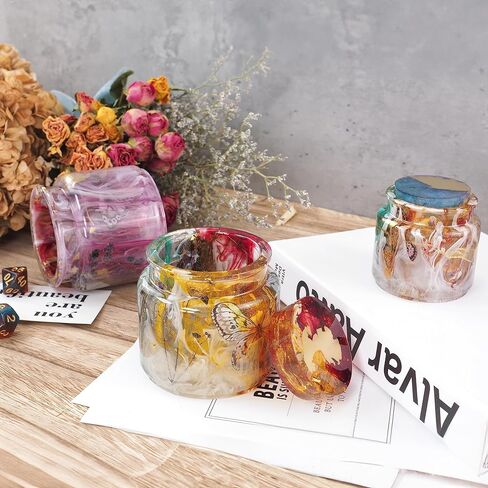 بيسسيركل 2 مجموعة قوالب جرة الراتنج، قوالب سيليكون جرة للراتنج مع غطاء، قوالب صب راتنجات الايبوكسي لزجاجة تخزين DIY، حاوية الحلوى، حامل الشموع، ديكور المنزل حرفة صب راتنجات الايبوكسي in Kuwait