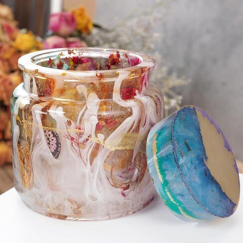 بيسسيركل 2 مجموعة قوالب جرة الراتنج، قوالب سيليكون جرة للراتنج مع غطاء، قوالب صب راتنجات الايبوكسي لزجاجة تخزين DIY، حاوية الحلوى، حامل الشموع، ديكور المنزل حرفة صب راتنجات الايبوكسي in Kuwait