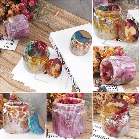 بيسسيركل 2 مجموعة قوالب جرة الراتنج، قوالب سيليكون جرة للراتنج مع غطاء، قوالب صب راتنجات الايبوكسي لزجاجة تخزين DIY، حاوية الحلوى، حامل الشموع، ديكور المنزل حرفة صب راتنجات الايبوكسي in Kuwait