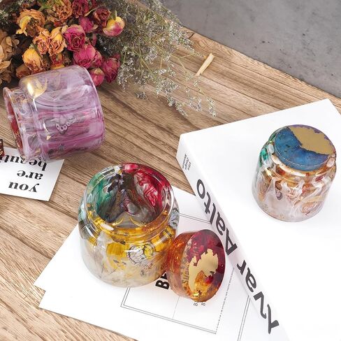 بيسسيركل 2 مجموعة قوالب جرة الراتنج، قوالب سيليكون جرة للراتنج مع غطاء، قوالب صب راتنجات الايبوكسي لزجاجة تخزين DIY، حاوية الحلوى، حامل الشموع، ديكور المنزل حرفة صب راتنجات الايبوكسي in Kuwait