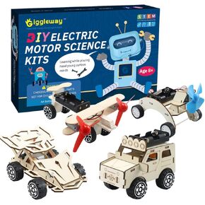 DIY Wood Craft Building Kits, Electric Motor Woodworking Project Science Kits for Kids, Hands on STEM Learning Project Kits, 3D Puzzles Educational and Learning Craft Toys for Boys & Girls