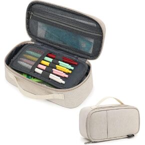XQXA Large Capacity Pencil Case Multi-Slot Pencil Pouch Durable Pencil Box Portable Makeup Bag with Handle for Office (BLACK)
