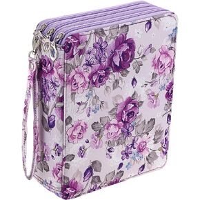 BTSKY Colored Pencil Case- 120 Slots Pencil Holder Pen Bag Large Capacity Pencil Organizer with Handle Strap Handy Colored Pencil Box with Printing Pattern Flamingo,Black