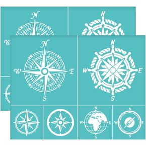 OLYCRAFT 2pcs 8.6x11 Inch Compass Silk Screen Printing Stencil Self-Adhesive Silk Screen Stencils Reusable Washable Mesh Transfer Stencils for Painting on Wood T-Shirts Bags Home Decor