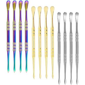 12 عبوة من أدوات نحت الشمع من الفولاذ المقاوم للصدأ لنحت الشمع، عصا شمع قوس قزح، طقم اكسسوارات ملاعق الشمع المعدنية 12 سم (فضي + قوس قزح + ذهبي) in Kuwait