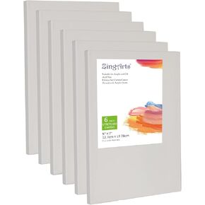 لوحات قماشية من Zingarts للرسم مقاس 8x8 بوصة 6 عبوات، لوحات قماشية مطلية بالقطن بنسبة 100%، لوحات قماشية ممتدة مخصصة للمحترفين والطلاب والأطفال، للطلاء الأكريليكي والطلاء الزيتي والألوان المائية والغواش