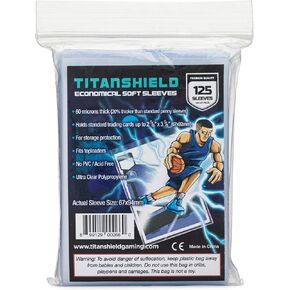عدد 125 من TitanShield بسمك 60 ميكرون، أكمام بطاقات ناعمة مقاس 2-5/8 بوصة × 3-5/8 بوصة (67 × 94 مم)، شفافة للغاية