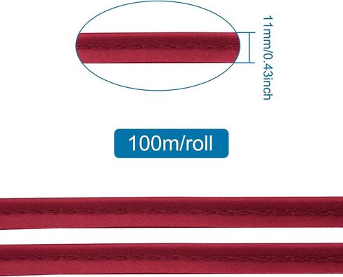 Beadthoven 109 ياردة/لفة ماكسي الأنابيب تقليم 3/8 "الساتان بريق البوليستر واحد أضعاف الأنابيب شريط التحيز ربط الشفاه الحبل اللحام الحبل مع بكرة لخياطة الملابس وتقليم المفروشات (أسود) in Kuwait
