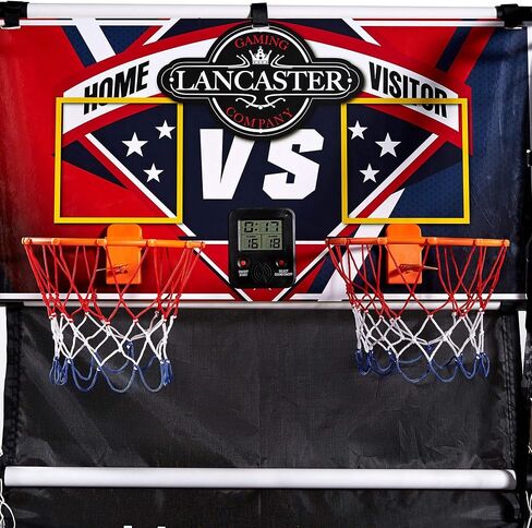 Lancaster 2 Player Junior Indoor Arcade Basketball Dual Hoop Shooting Rec Room Game Set with 4 Basketballs, Air Pump, and LED Scoreboard in Saudi Arabia