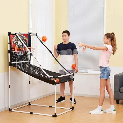 Lancaster 2 Player Junior Indoor Arcade Basketball Dual Hoop Shooting Rec Room Game Set with 4 Basketballs, Air Pump, and LED Scoreboard in Saudi Arabia