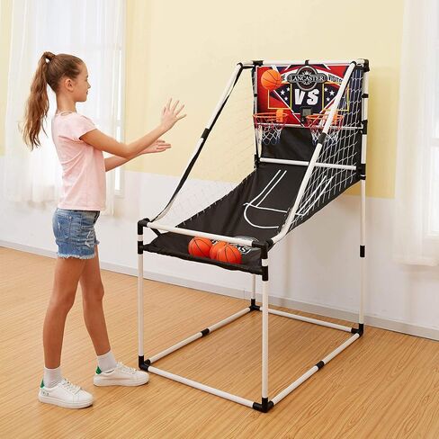 Lancaster 2 Player Junior Indoor Arcade Basketball Dual Hoop Shooting Rec Room Game Set with 4 Basketballs, Air Pump, and LED Scoreboard in Saudi Arabia